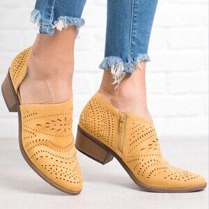 Laser Cut Western Ankle Boots